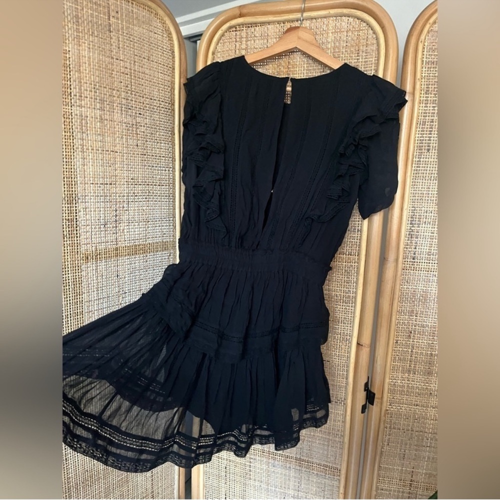 LoveShackFancy Black Ruffle Mini Dress - Picture 6 of 12